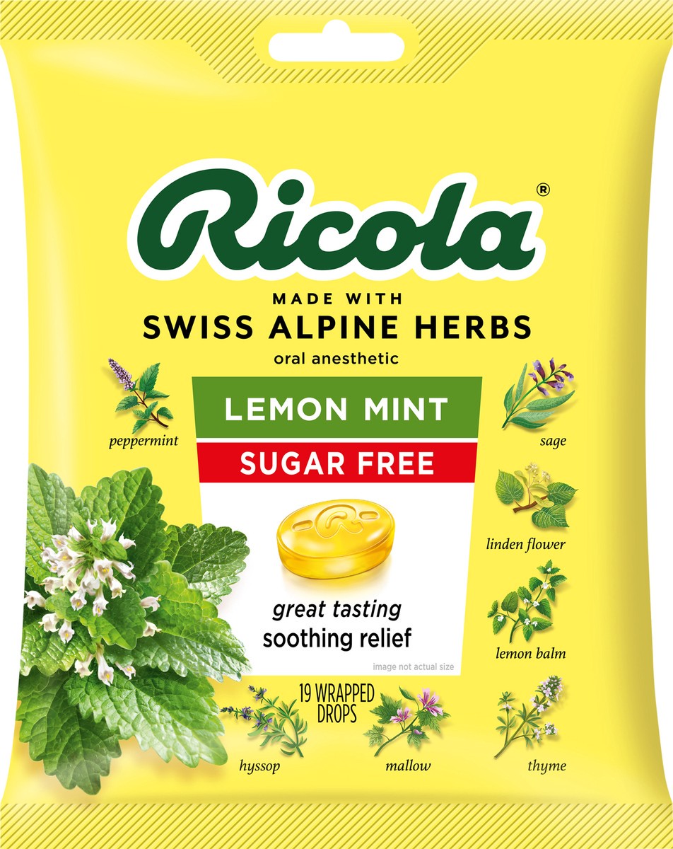 slide 3 of 3, Ricola® lemon mint herb throat drops, 19 ct