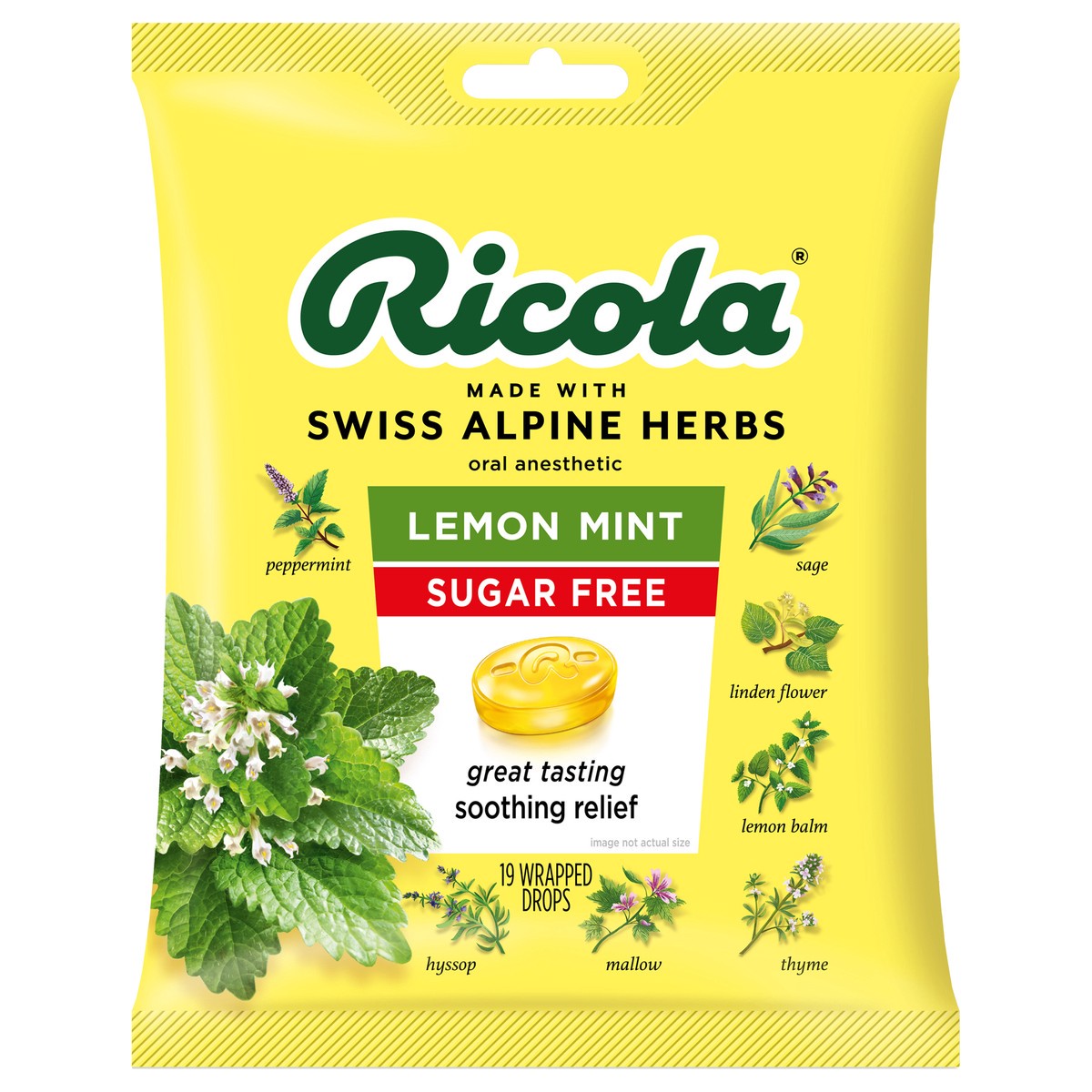 slide 1 of 3, Ricola® lemon mint herb throat drops, 19 ct