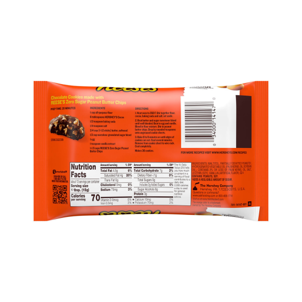 slide 2 of 5, REESE'S Zero Sugar Peanut Butter Baking Chips Bag, 7 oz, 7 oz