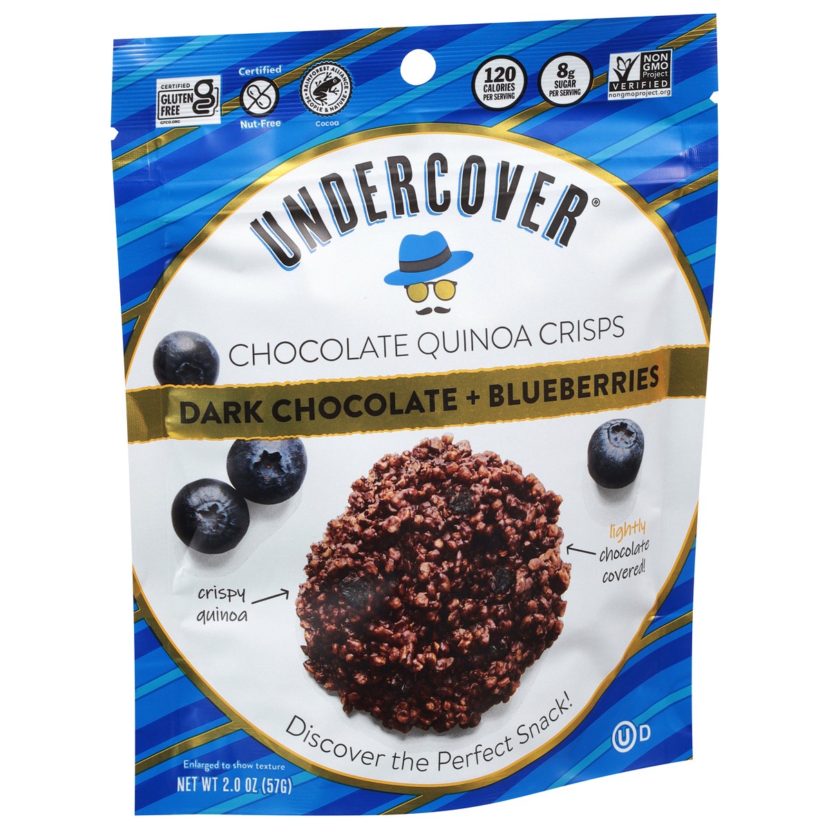 slide 2 of 9, Undercover Dark Chocolate + Blueberries Quinoa Crisps, 2 oz