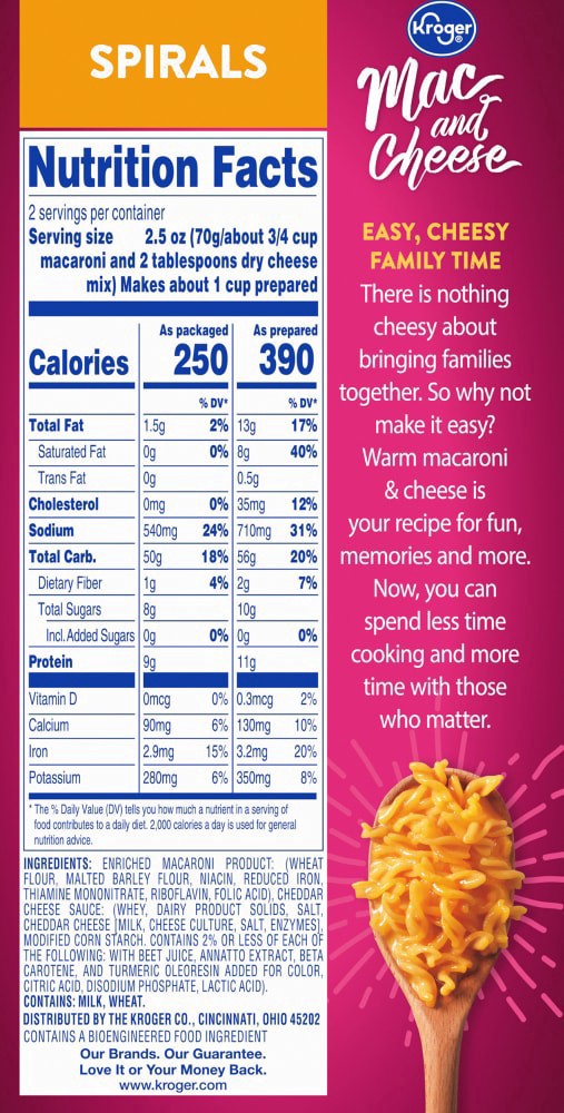 slide 5 of 6, Kroger Macaroni & Cheese Spirals, 5.5 oz