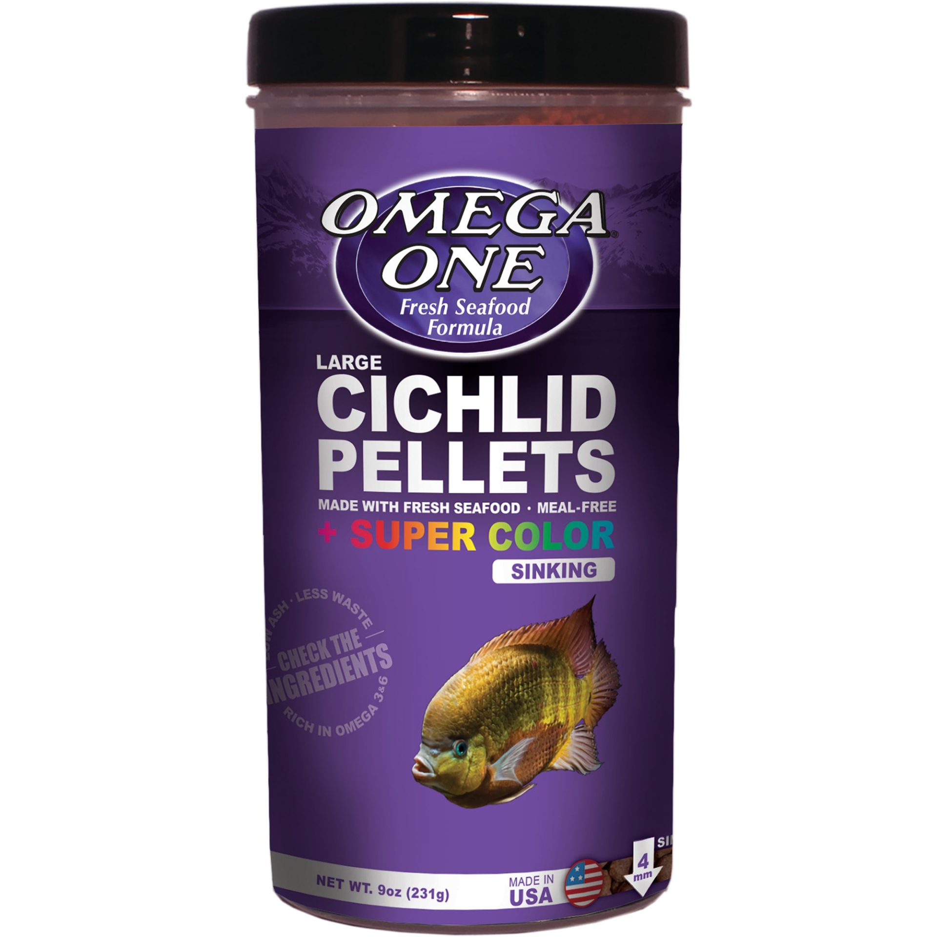 slide 1 of 1, Omega One Super Color Cichlid Large Sinking Pellets, 9 oz