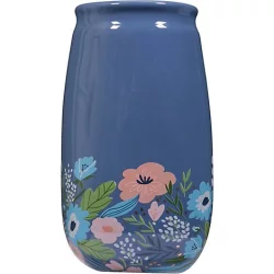Dl Floral Mason Jar Lg Dk Blue