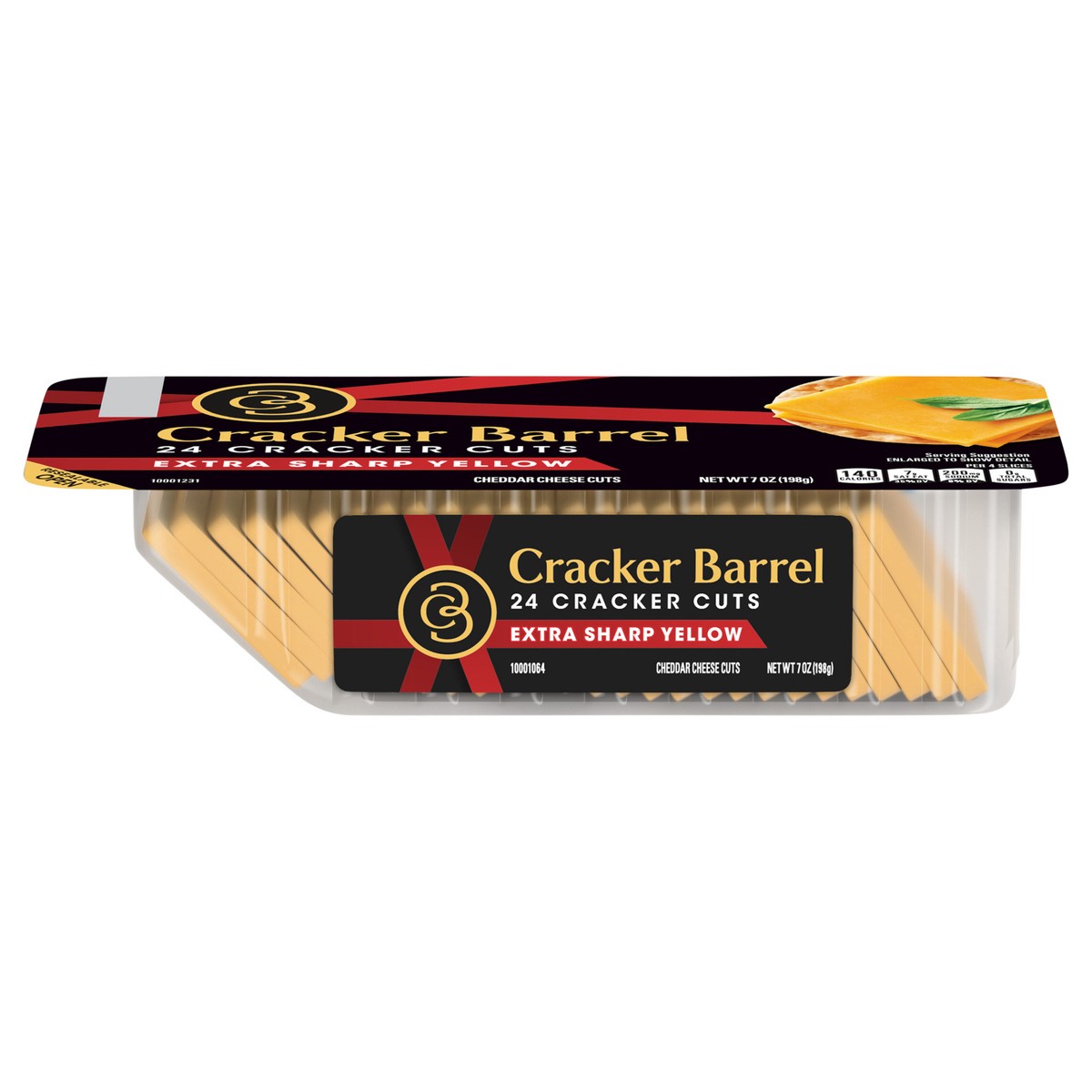 slide 1 of 6, Cracker Barrel Cracker Cuts Extra Sharp Yellow Cheddar Cheese, 24 ct Tray, 7 oz