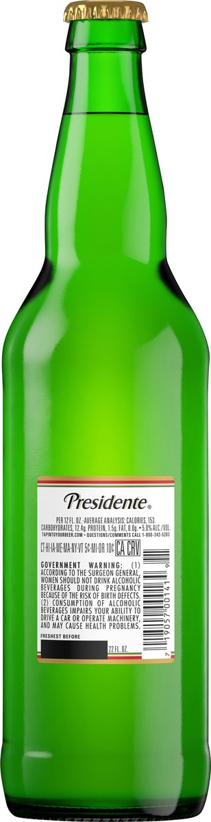 slide 2 of 7, Presidente Pilsener Style Beer 22 oz, 25 fl oz