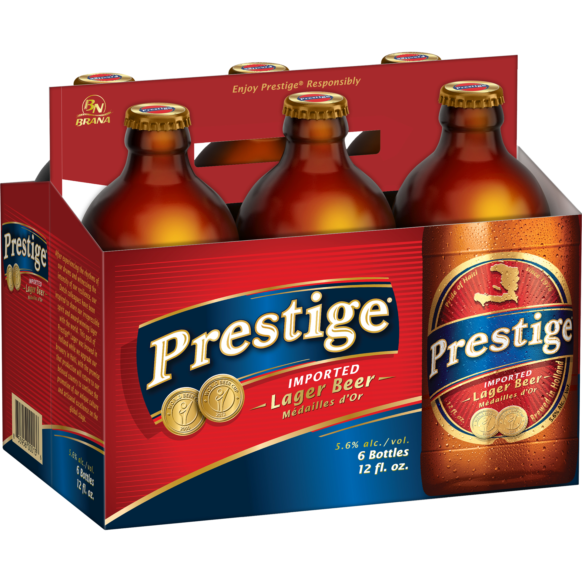 slide 1 of 1, Prestige Lager Beer, 6 Pack, 12 fl oz Bottles, 12 oz