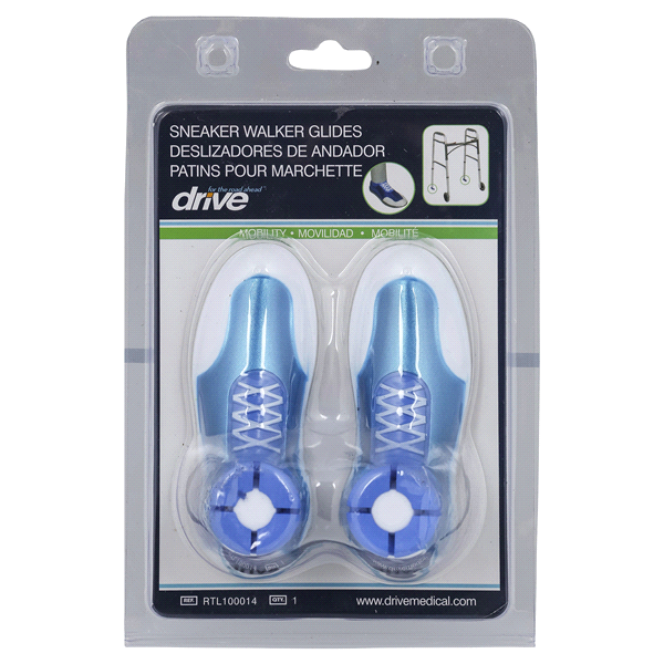 slide 1 of 2, Drive Medical Sneaker Walker Glides - Blue (Standard), 1 ct