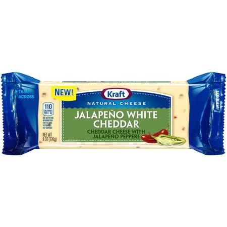 slide 1 of 1, Kraft Jalapeno White Cheddar Cheese Block, 8 oz