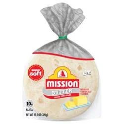 Mission Butter Flavored Tortillas, Fajita Size, 10 Count