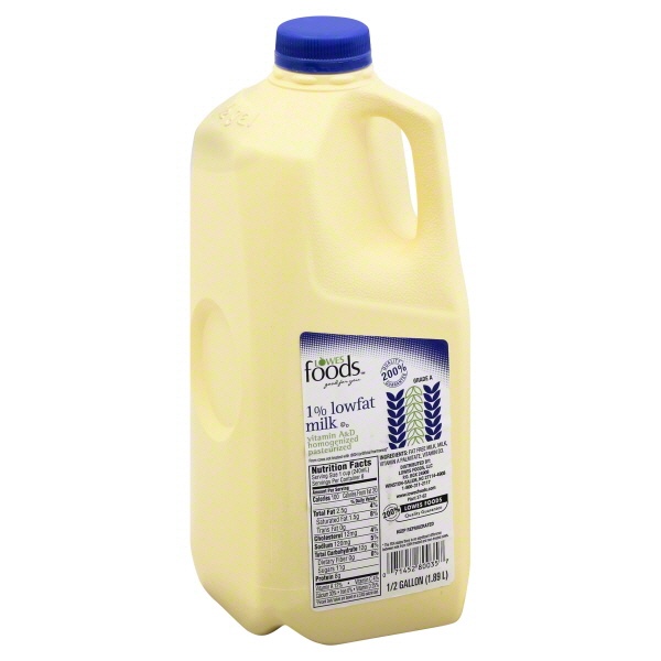 slide 1 of 1, Lowes Foods 1% Lowfat Milk, 1/2 gal