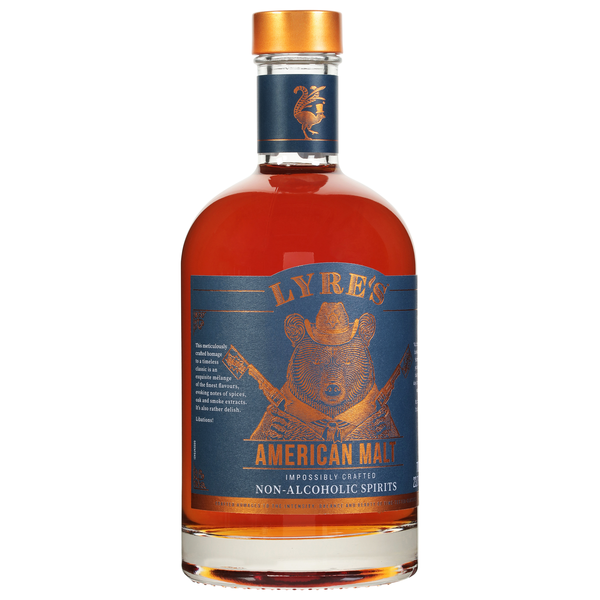 slide 1 of 1, Lyre's Non-Alcoholic American Malt 23.7 fl oz, 700 ml
