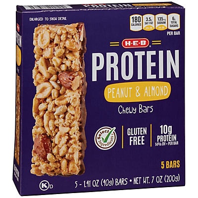 slide 1 of 1, H-E-B Select Ingredients Protein Almond & Peanut Chewy Bars, 5 ct