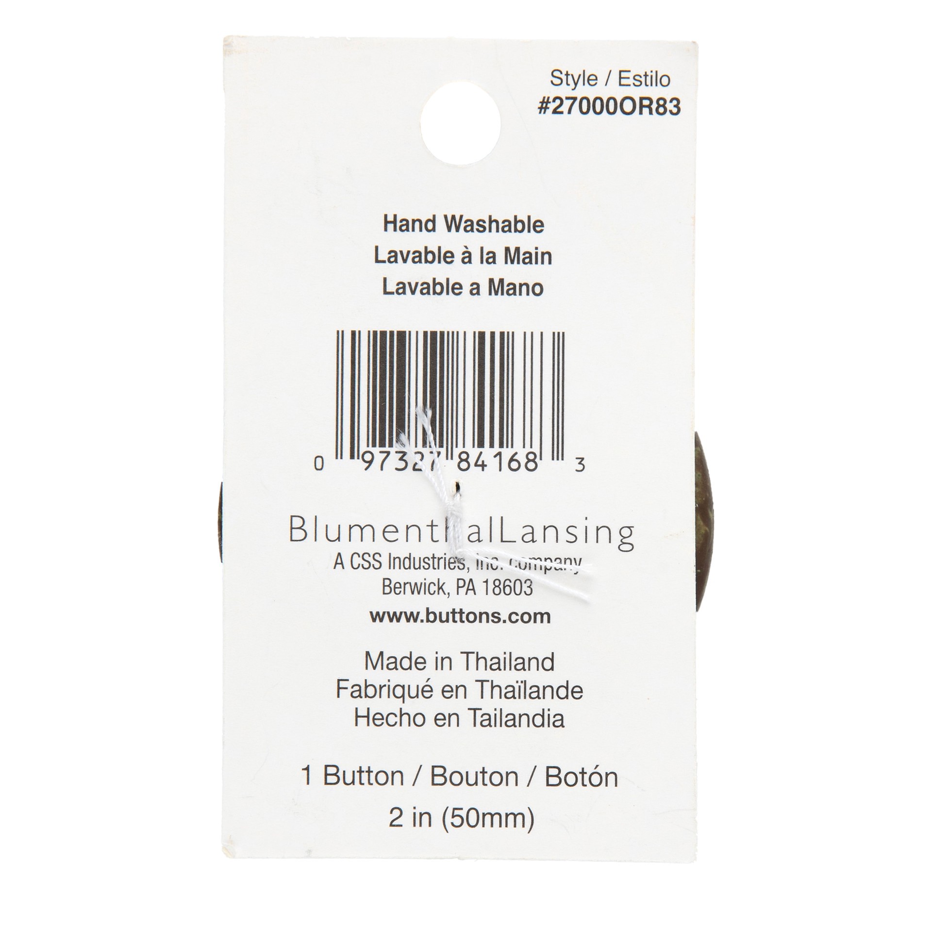 slide 3 of 3, Blumenthal Lansing Organic Elements 2" Yellow Green Coconut Button, 2 in