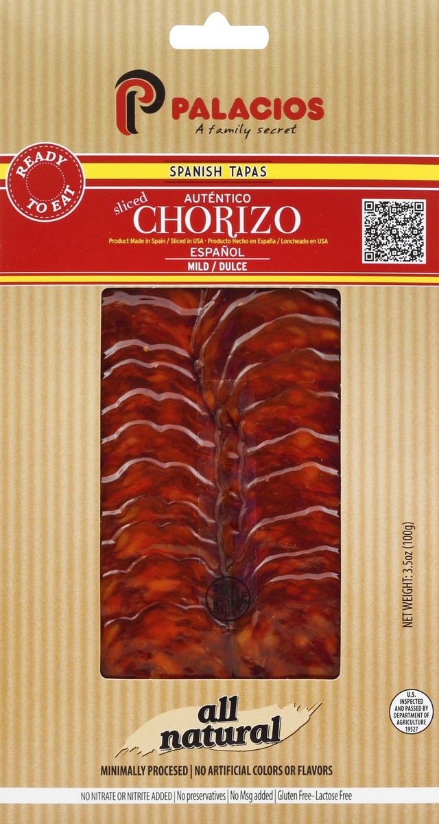 slide 1 of 4, Palacios All Natural Sliced Mild Autentico Chorizo, 3.5 oz