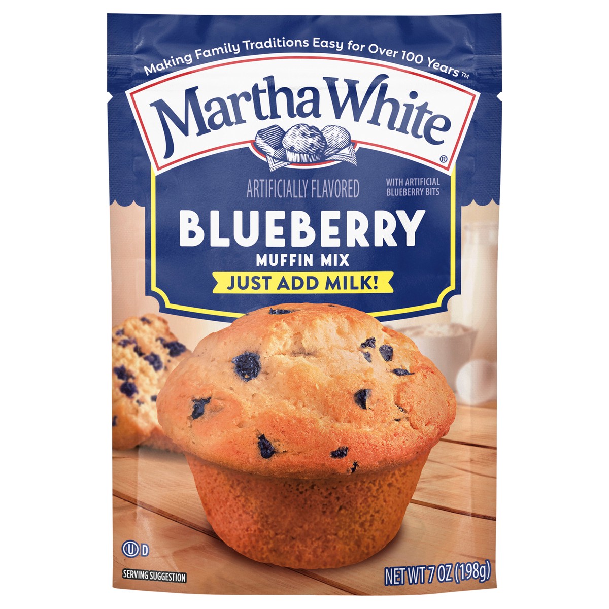slide 1 of 9, Martha White Blueberry Muffin Mix, 7 Oz Bag, 7 oz
