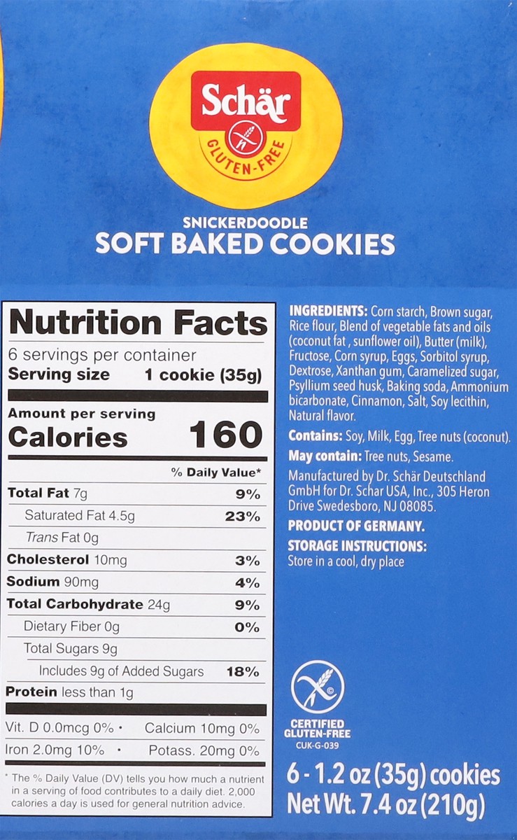 slide 11 of 12, Schar Gluten Free Snickerdoodle Cookies, 7.4 oz