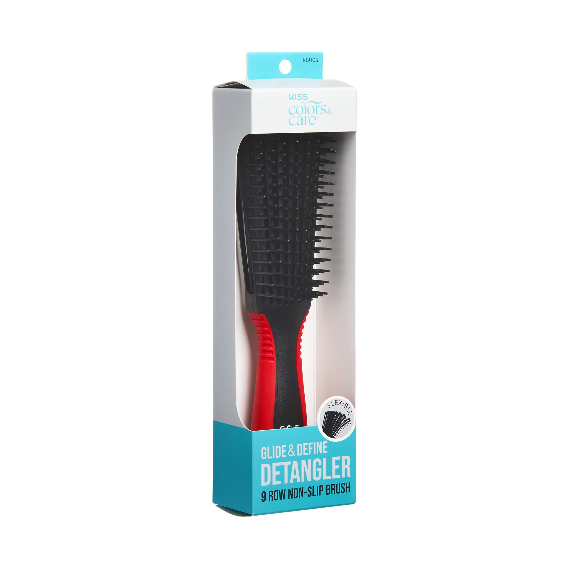 slide 4 of 5, Kiss Colors & Care Glide & Define Non-Slip Detangling Brush, 1 pc