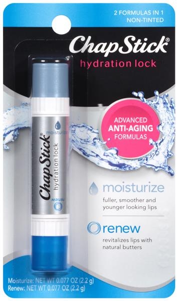 slide 1 of 1, ChapStick Hydration Lock 2in1 Moisture/Renew Lip Balm, 0.15 oz