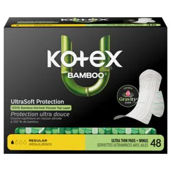 Kotex® Bamboo™ Ultra Soft Protection Regular Thin Pads, 48 Count