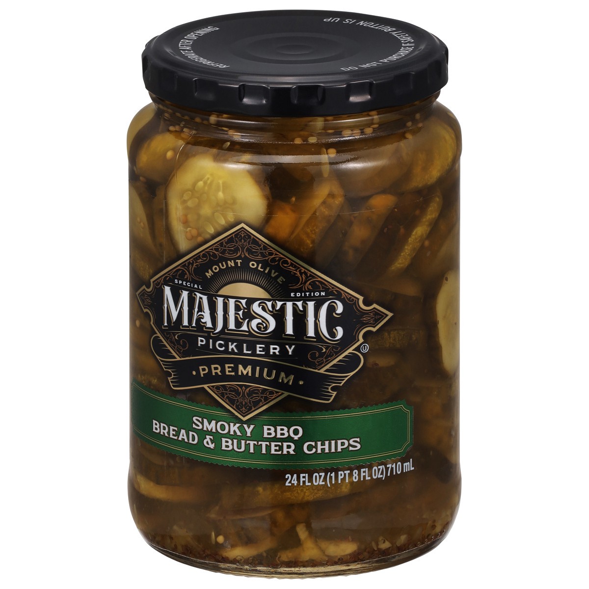 slide 2 of 14, Majestic Picklery Premium Smoky BBQ Bread & Butter Pickle Chips - 24 fl oz jar, 24 fl oz