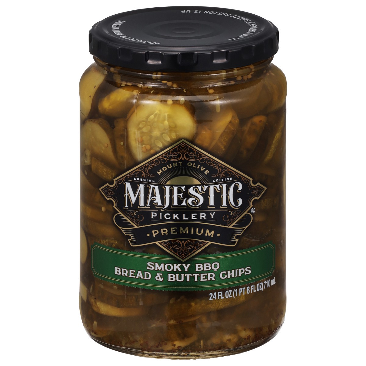 slide 12 of 14, Majestic Picklery Premium Smoky BBQ Bread & Butter Pickle Chips - 24 fl oz jar, 24 fl oz