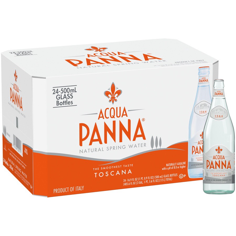 slide 2 of 5, Acqua Panna Natural Spring Water, 16.9 fl oz glass water bottles (24 pack) - 405.6 oz, 405.6 oz