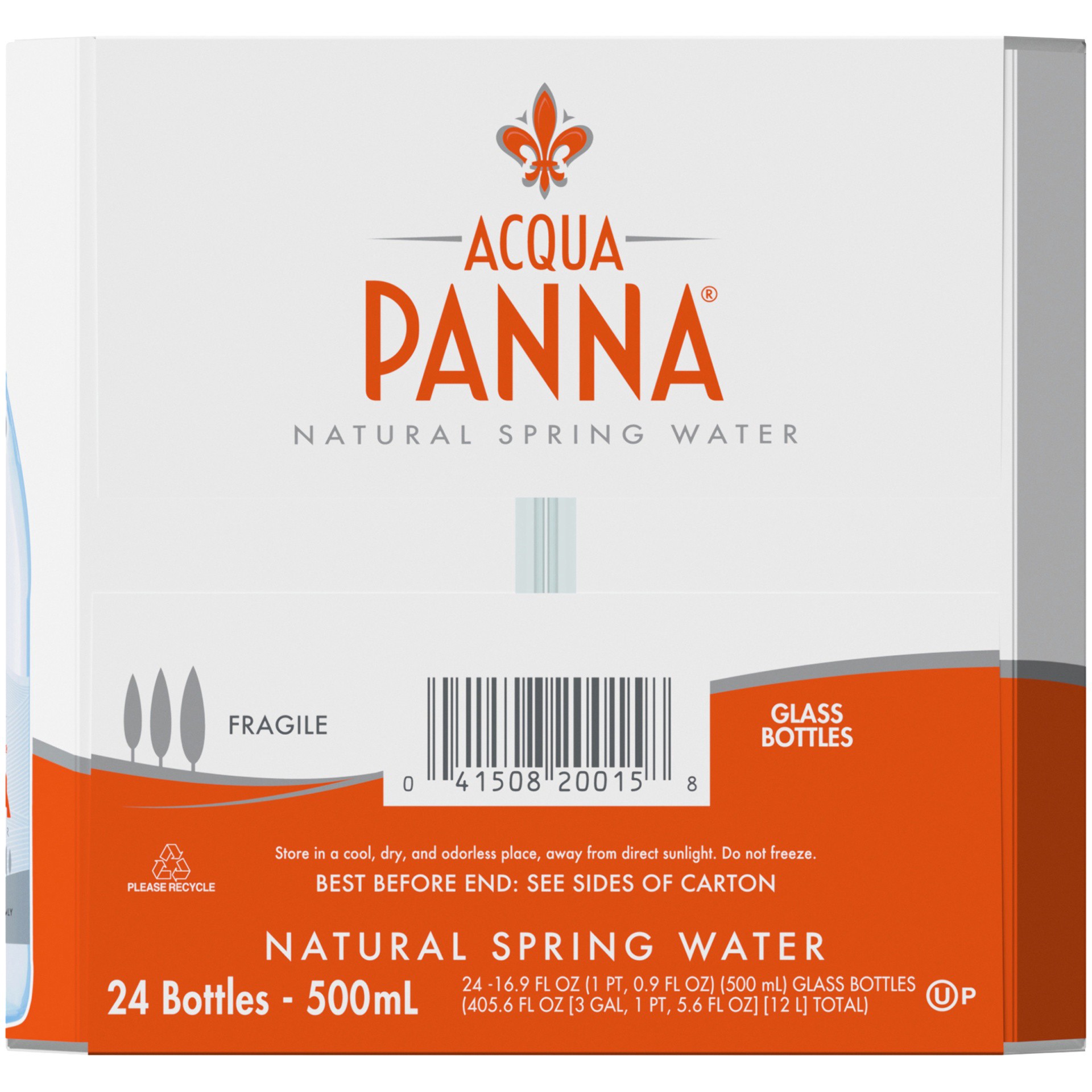 slide 4 of 5, Acqua Panna Natural Spring Water, 16.9 fl oz glass water bottles (24 pack) - 405.6 oz, 405.6 oz