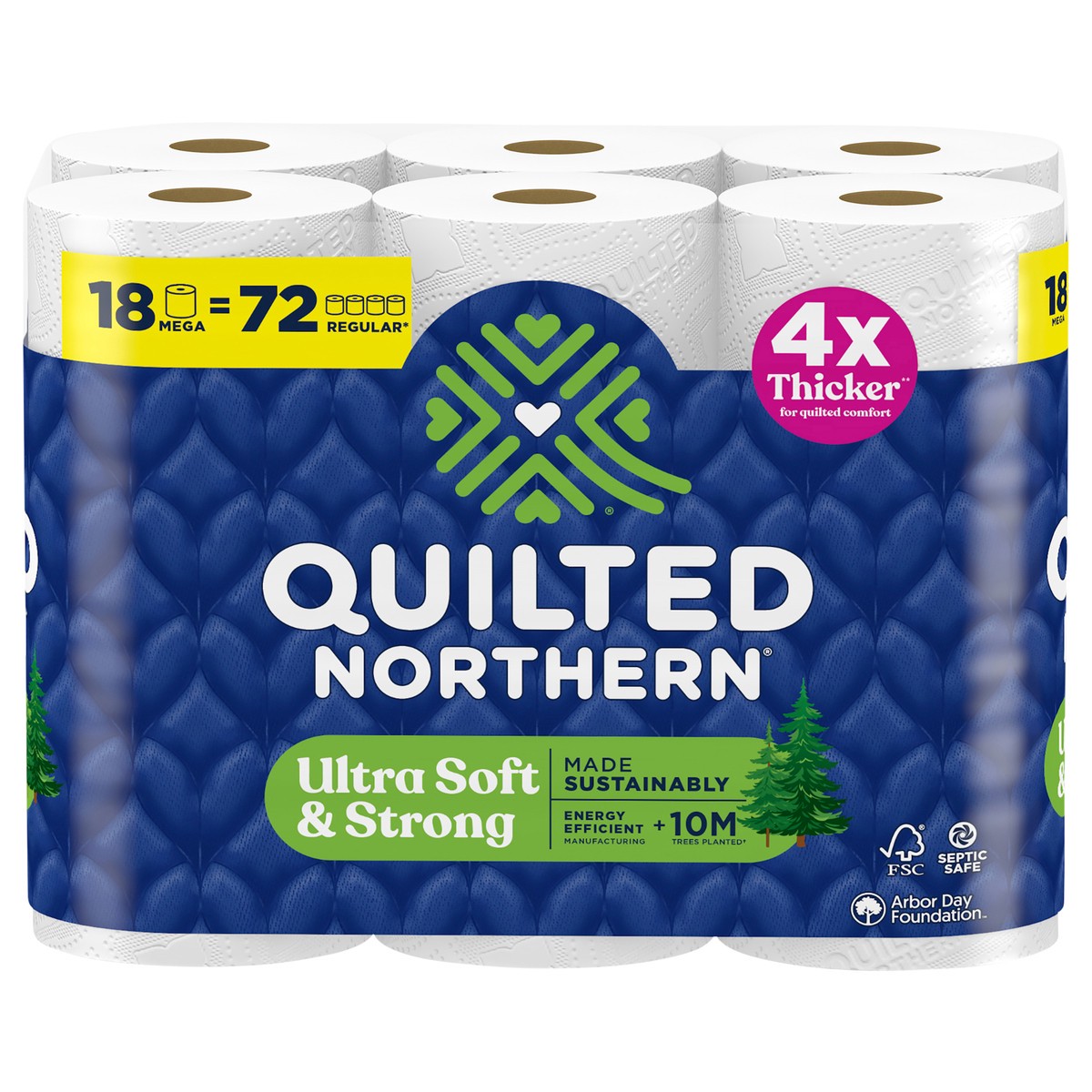 slide 1 of 7, Quilted Northern Ultra Soft & Strong Toilet Paper, 18 Mega Rolls, 484.5 ftk