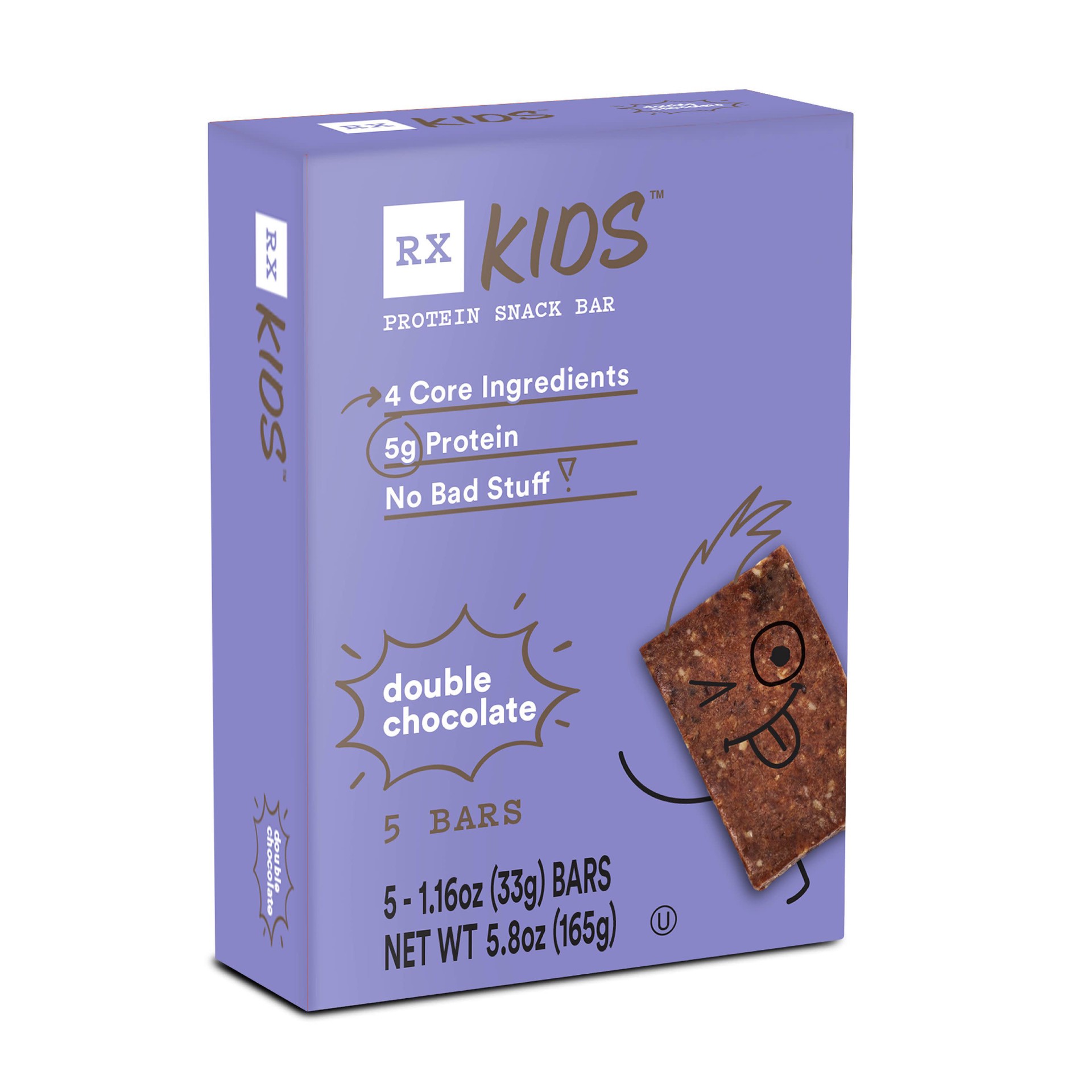 slide 1 of 5, RX Kids Double Chocolate Protein Snack Bar 5 ea, 5.8 oz