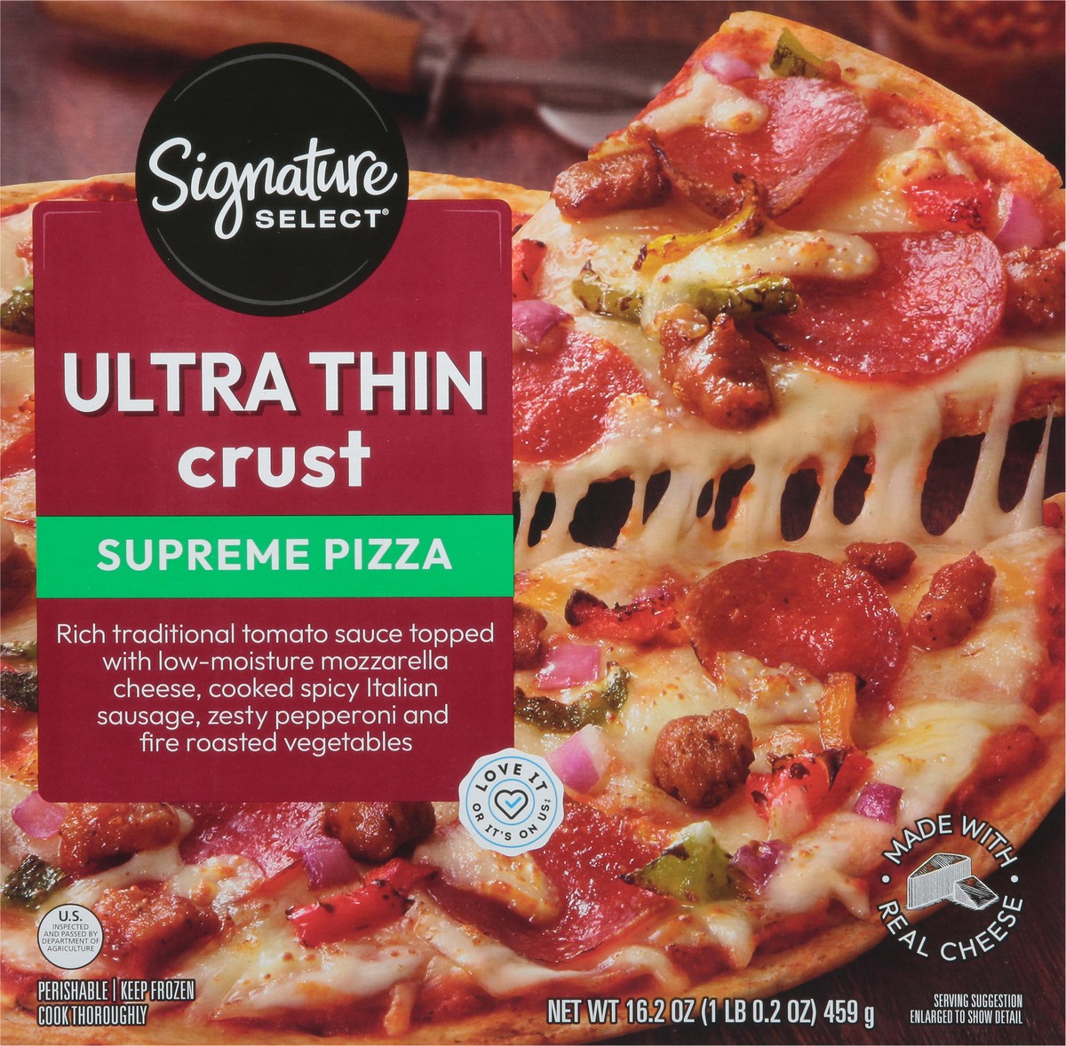 slide 6 of 13, Signature Select Ultra Thin Crust Supreme Pizza 16.2 oz, 16.2 oz