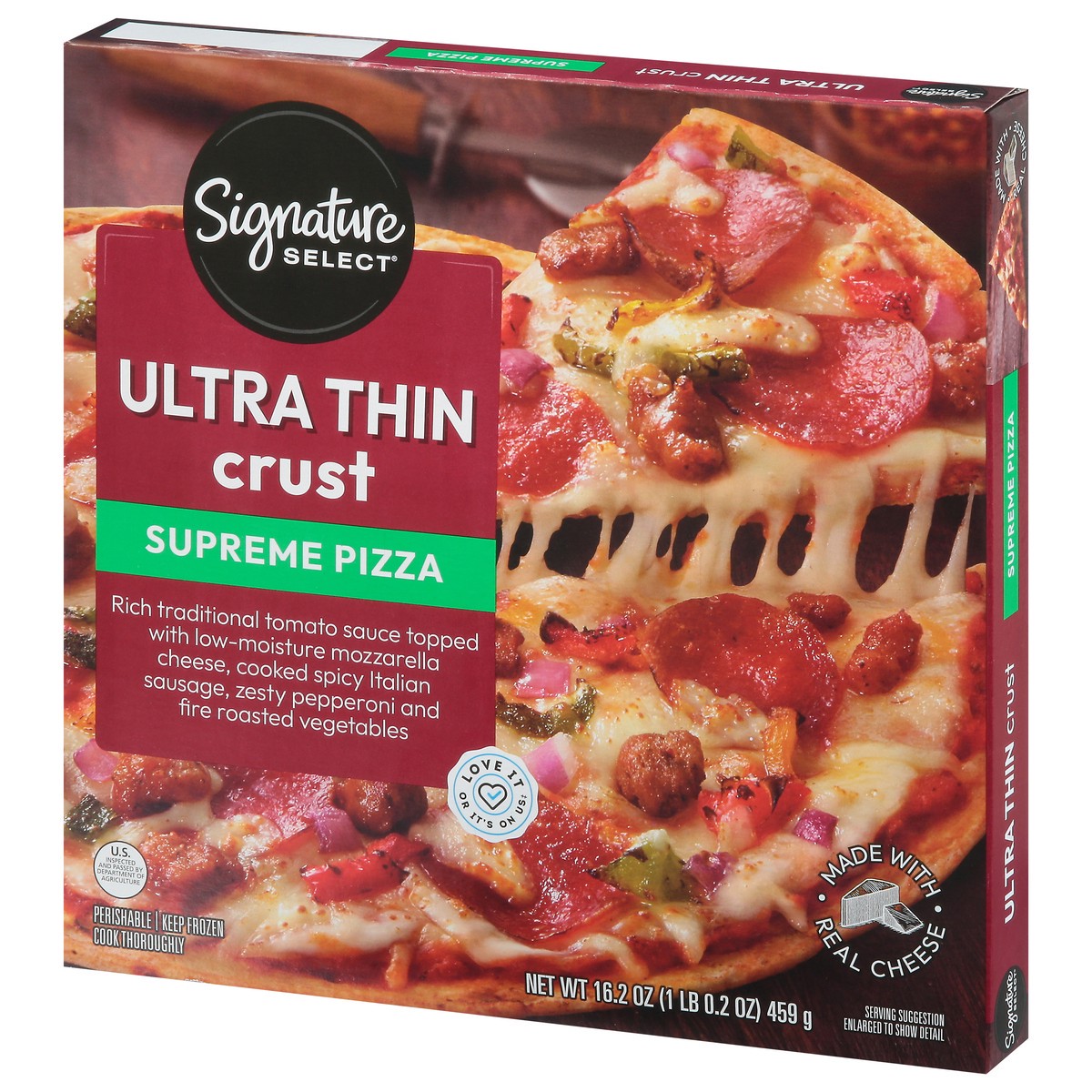 slide 11 of 13, Signature Select Ultra Thin Crust Supreme Pizza 16.2 oz, 16.2 oz