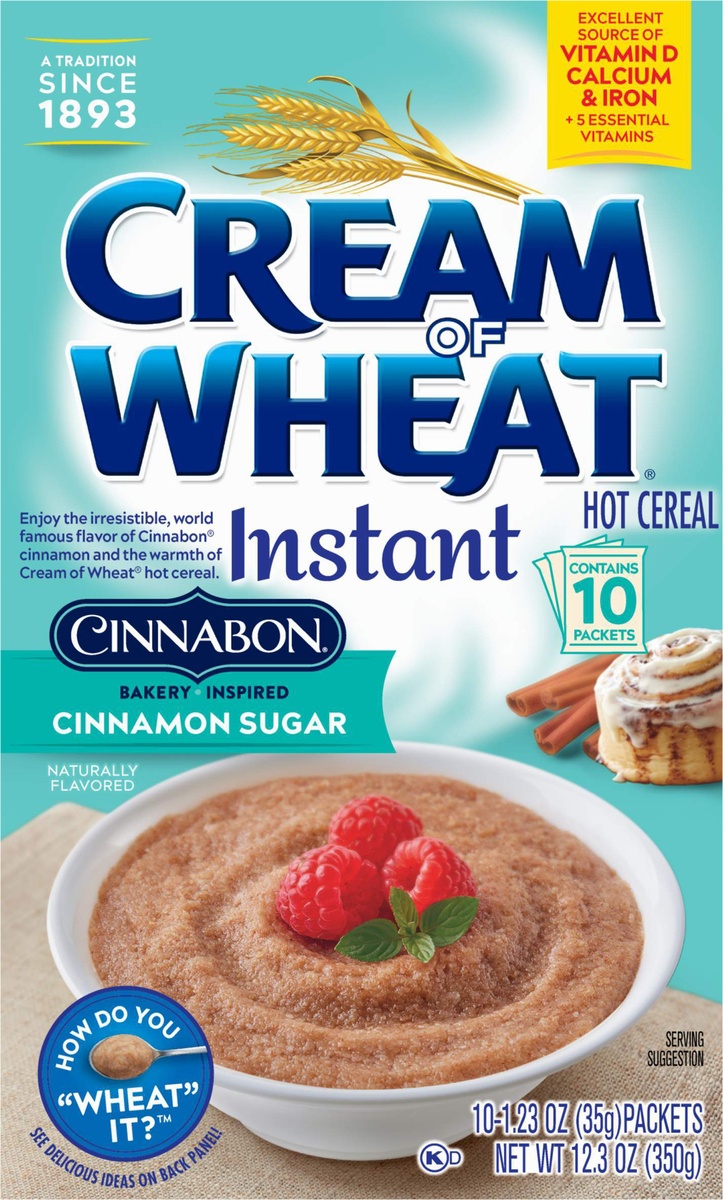 slide 9 of 11, Cream of Wheat Instant Cinnabon Cinnamon Sugar Hot Cereal Packet 10 ea, 10 ct; 1.23 oz
