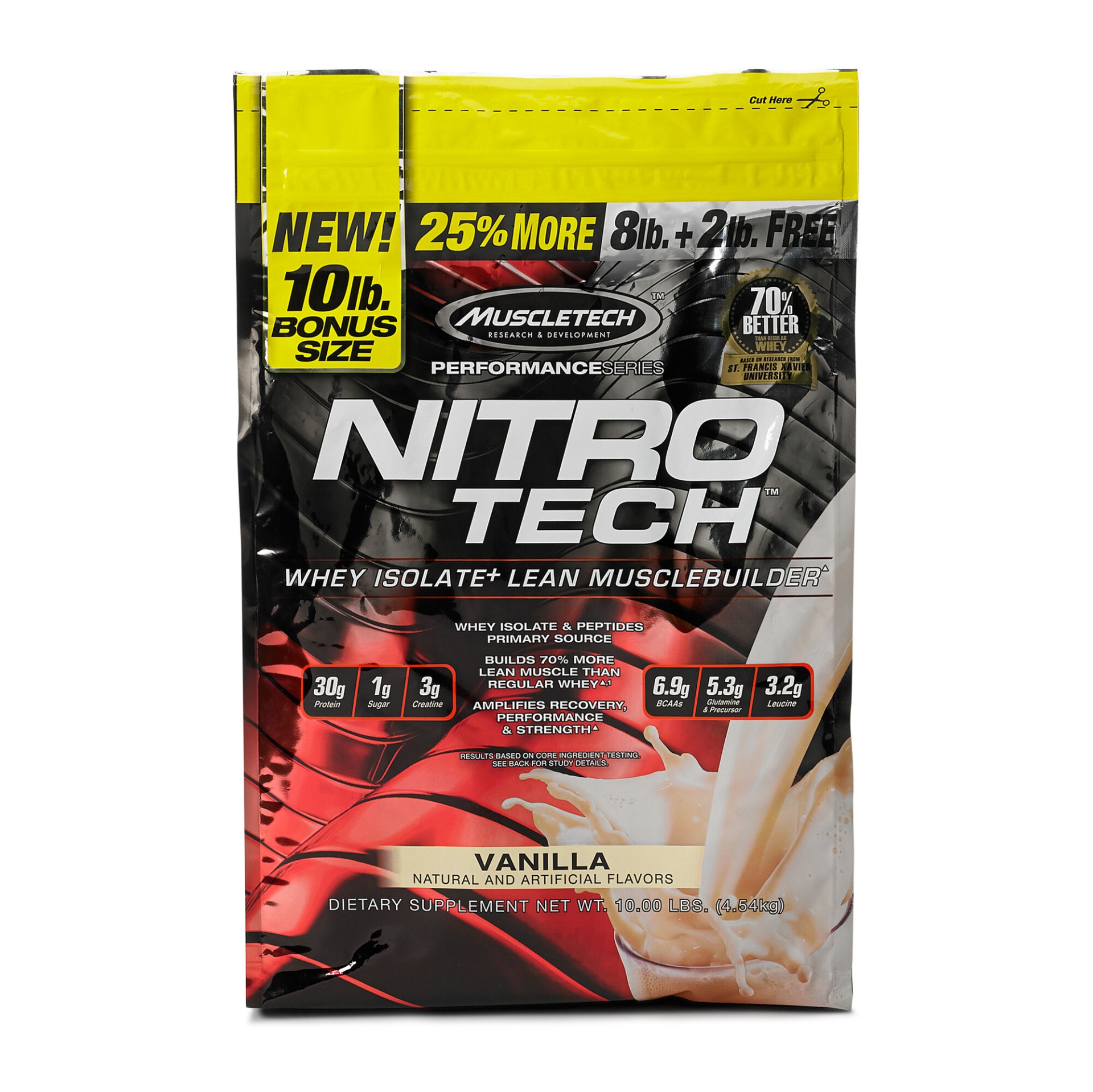 slide 1 of 1, MuscleTech Nitro-Tech - Vanilla, 10 lb