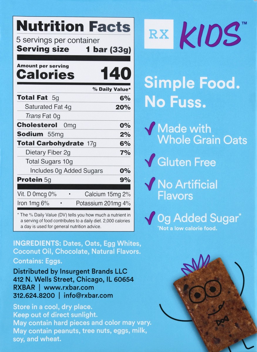 slide 5 of 9, RX Kids Chocolate Chip Protein Snack Bar 5 ea, 5.8 oz