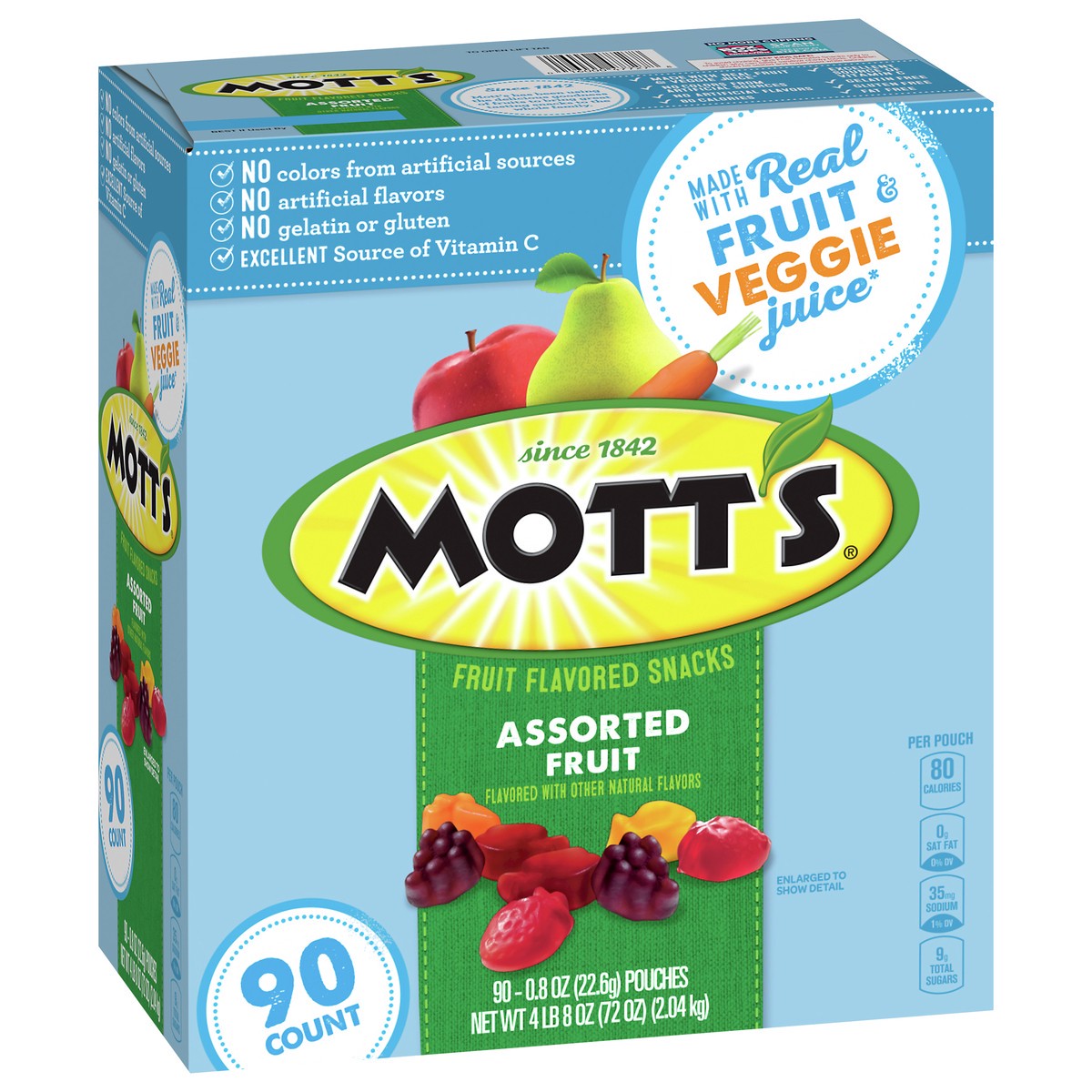 slide 9 of 9, Mott's Fruit Flavored Snacks Assorted Fruit 90 Count, 72 OZ, 90 ct