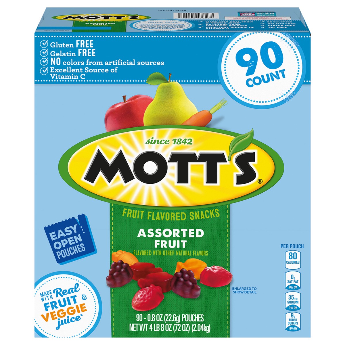 slide 1 of 9, Mott's Fruit Flavored Snacks Assorted Fruit 90 Count, 72 OZ, 90 ct