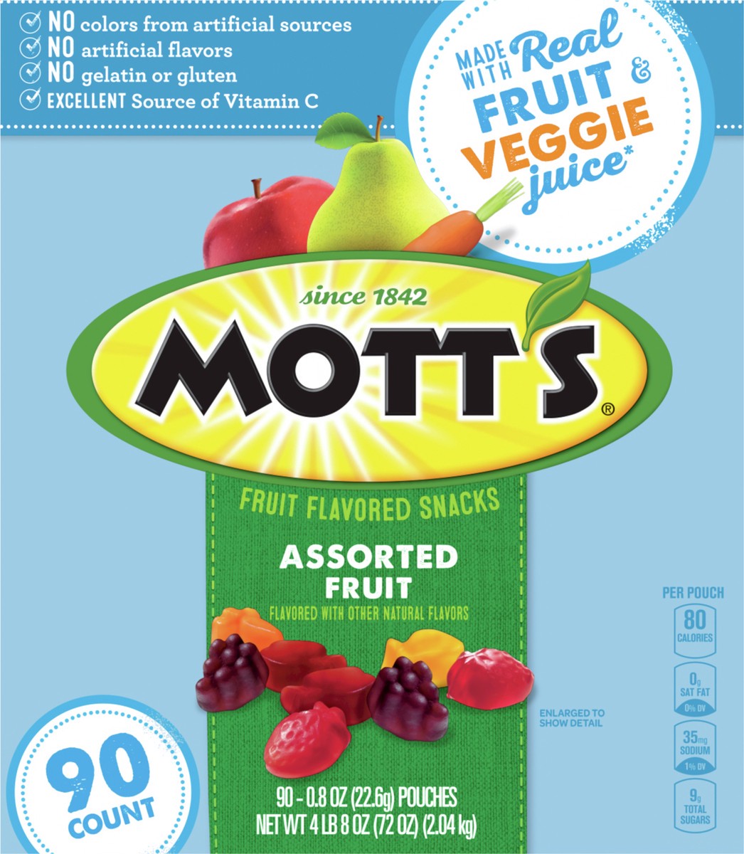 slide 6 of 9, Mott's Fruit Flavored Snacks Assorted Fruit 90 Count, 72 OZ, 90 ct