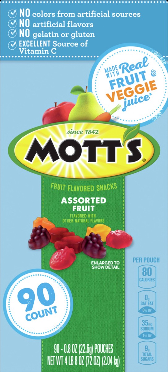 slide 7 of 9, Mott's Fruit Flavored Snacks Assorted Fruit 90 Count, 72 OZ, 90 ct