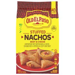 Old El Paso Stuffed Nachos, Beef and Cheese, Frozen Snacks, 40 Ct, 17 oz