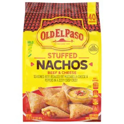 Old El Paso Stuffed Nachos, Beef and Cheese, Frozen Snacks, 40 Ct, 17 oz