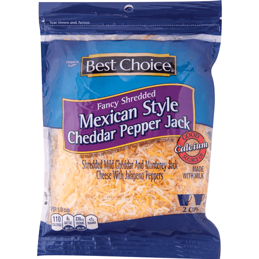 slide 1 of 1, Best Choice Fancy Shredded Mexican Style Cheddar Pepper Jack Cheese, 8 oz