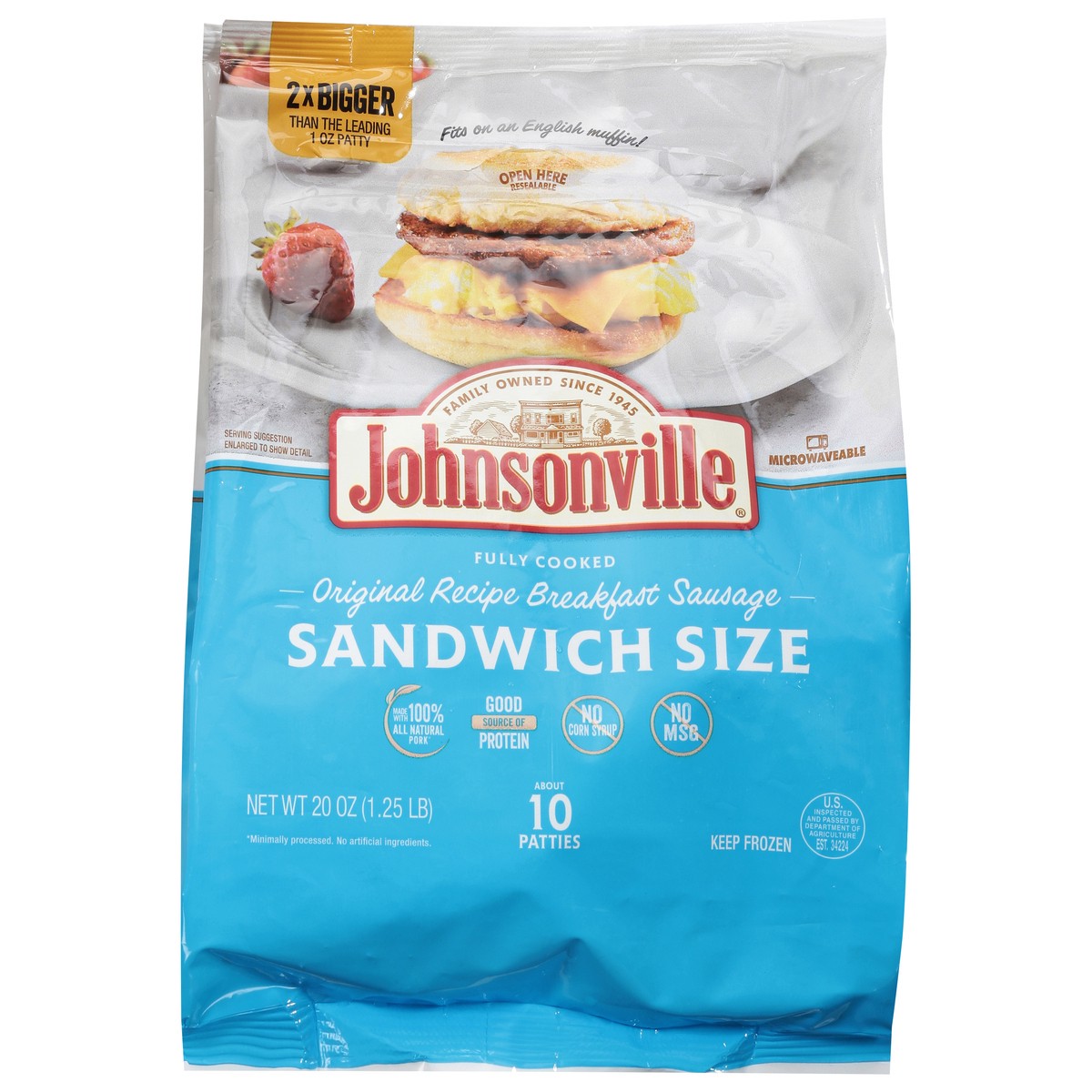 slide 1 of 1, Johnsonville Sandwich Size Original Recipe Breakfast Sausage 20 oz, 20 oz