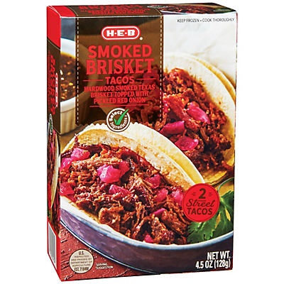 slide 1 of 1, H-E-B Select Ingredients Smoked Brisket Tacos, 2 ct