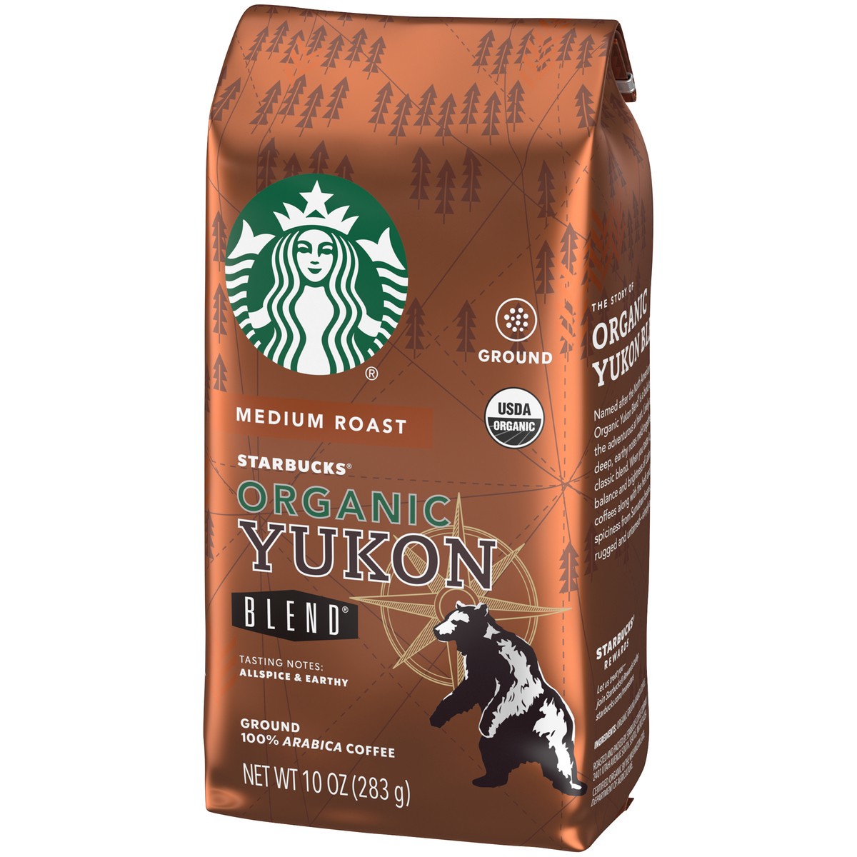 slide 6 of 9, Starbucks Ground Coffee—Medium Roast Coffee—Organic Yukon Blend—100% Arabica—1 bag (10 oz), 10 oz