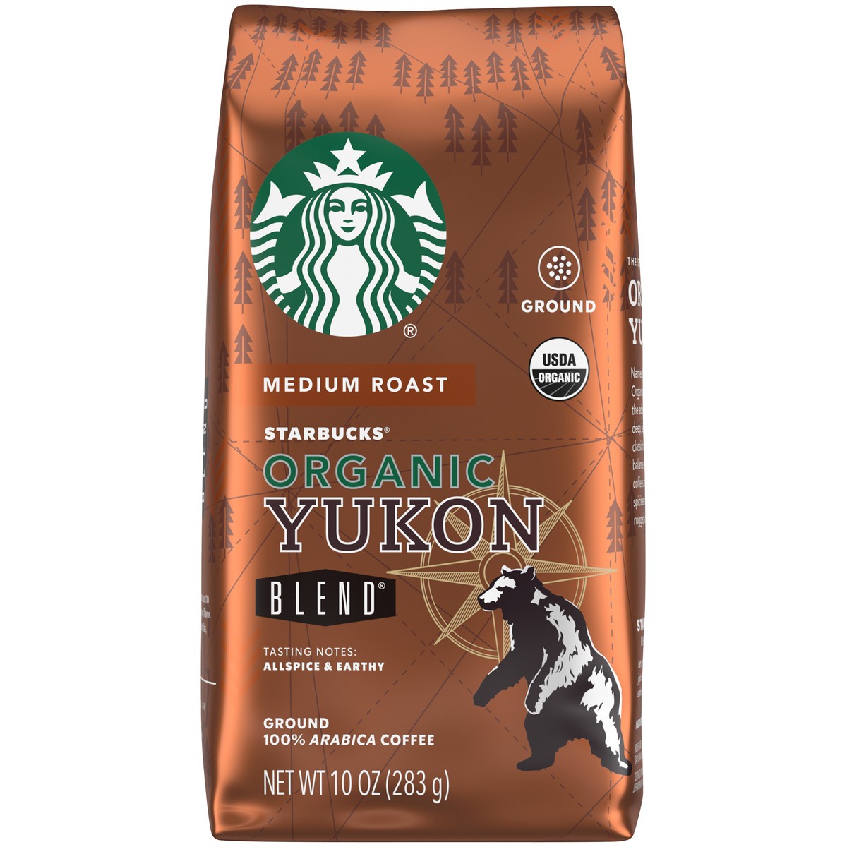 slide 3 of 9, Starbucks Ground Coffee—Medium Roast Coffee—Organic Yukon Blend—100% Arabica—1 bag (10 oz), 10 oz