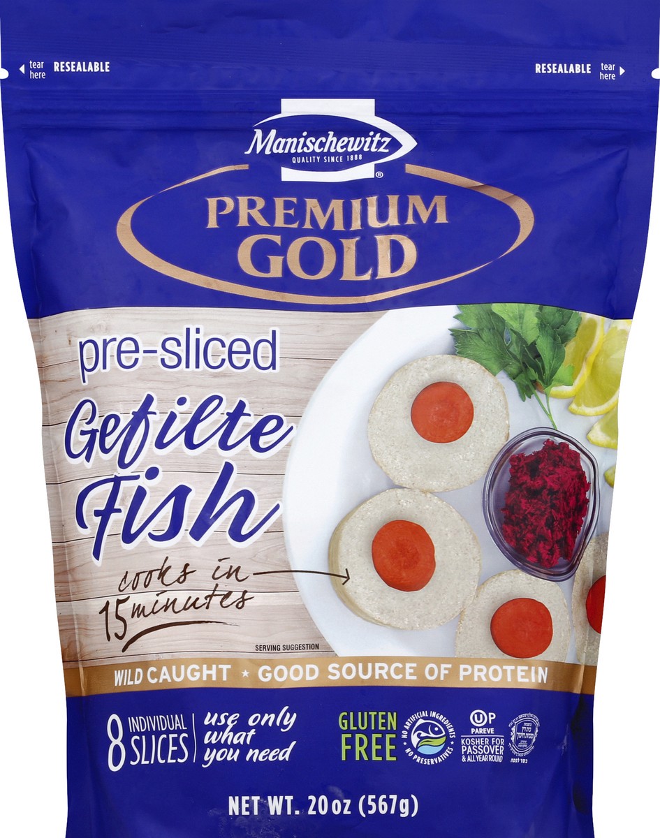 slide 2 of 2, Manischewitz Gefilte Fish Pre Sliced, 20 oz