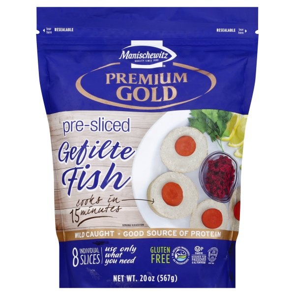 slide 1 of 2, Manischewitz Gefilte Fish Pre Sliced, 20 oz