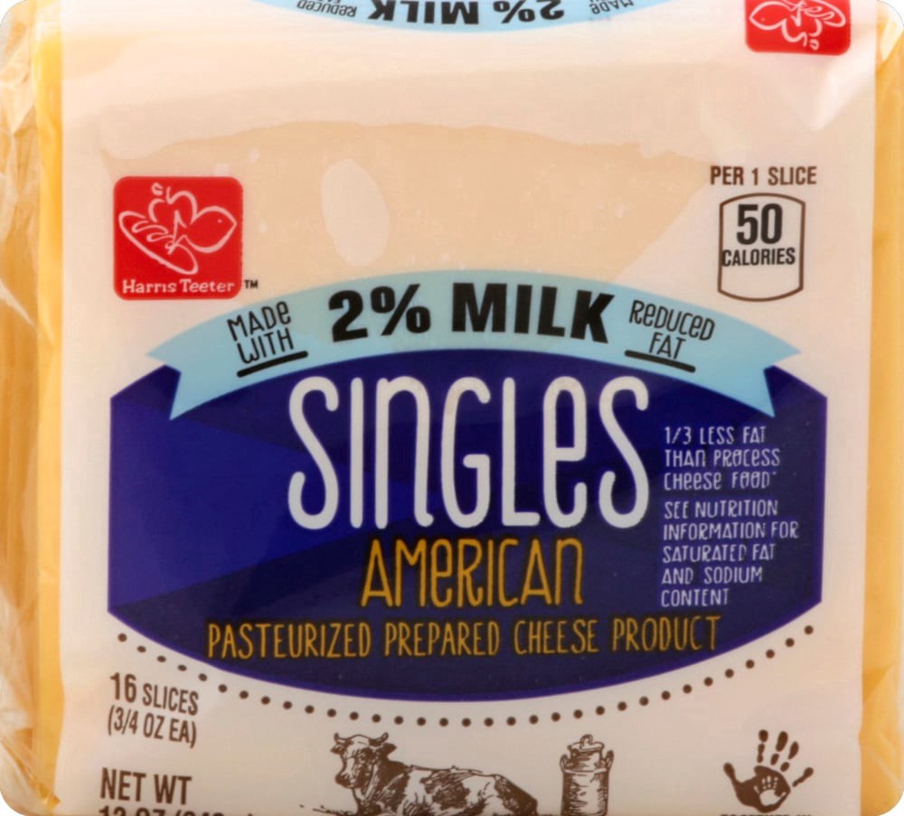 slide 1 of 5, Harris Teeter 2% American Cheese Singles, 12 oz