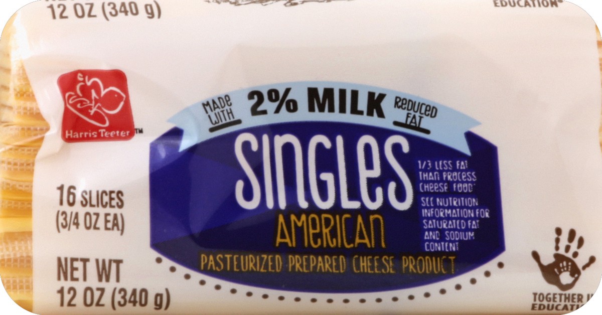 slide 5 of 5, Harris Teeter 2% American Cheese Singles, 12 oz