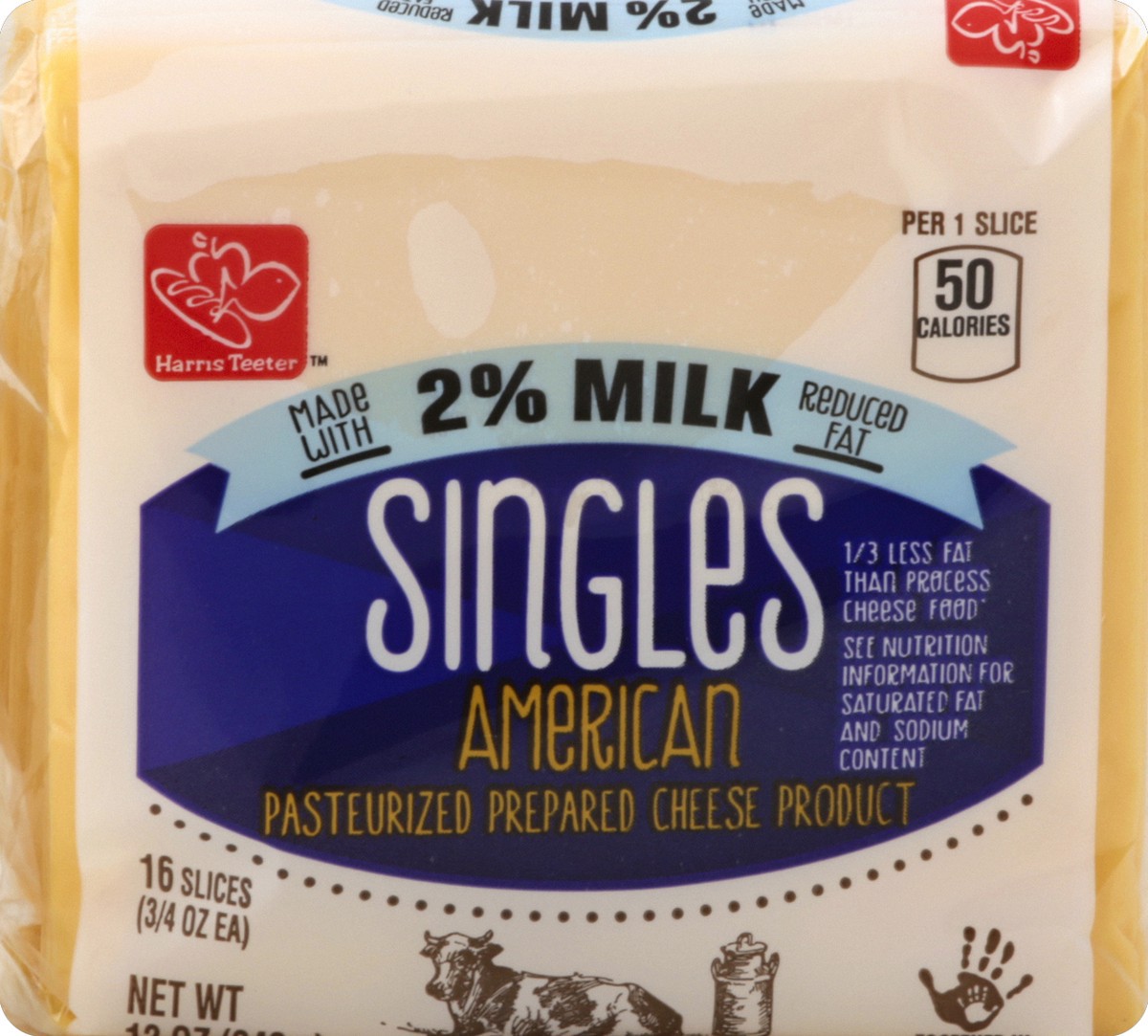 slide 4 of 5, Harris Teeter 2% American Cheese Singles, 12 oz